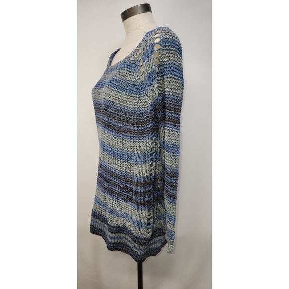 Free People Blue and Gray Striped Sweater - Picture 4 of 6